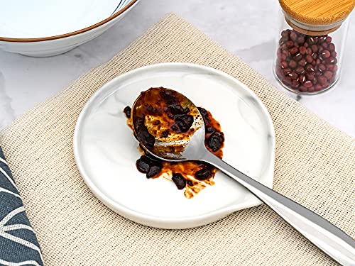 Large Spoon Rest,Ceramic Spoon Rest for Kitchen Counter Dishwasher Safe Marble Decor Spoon Holder for Kitchen,5.5 Inches