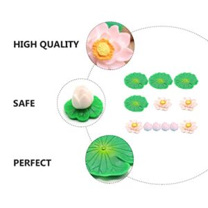 POPETPOP 12pcs Artificial Floating Lotus Flowers Water Lily Pads Aquarium Fish Tank Decoration for Terrariums Miniature Fairy Garden Pool Patio Pond Wedding Decor