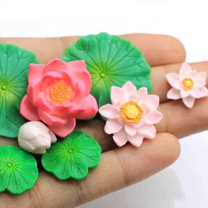 POPETPOP 12pcs Artificial Floating Lotus Flowers Water Lily Pads Aquarium Fish Tank Decoration for Terrariums Miniature Fairy Garden Pool Patio Pond Wedding Decor