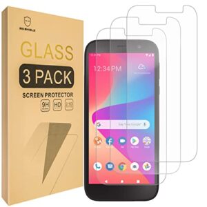 mr.shield [3-pack] designed for tracfone blu view 2 [tempered glass] [japan glass with 9h hardness] screen protector with lifetime replacement