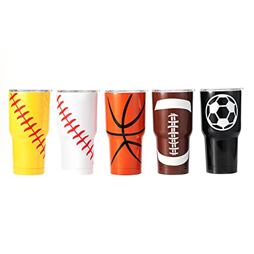 YONGCHI, Akmazousa 30oz Softball Tumbler Stainless Steel Tumblers Insulated Drinking Cups Softball Cup with Lids and Straw ( Softball, 30oz )