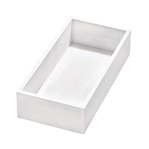 iDesign Renewable Paulownia Wood Collection Drawer Organizer Bin, 5" x 10" x 2.5", White Wash