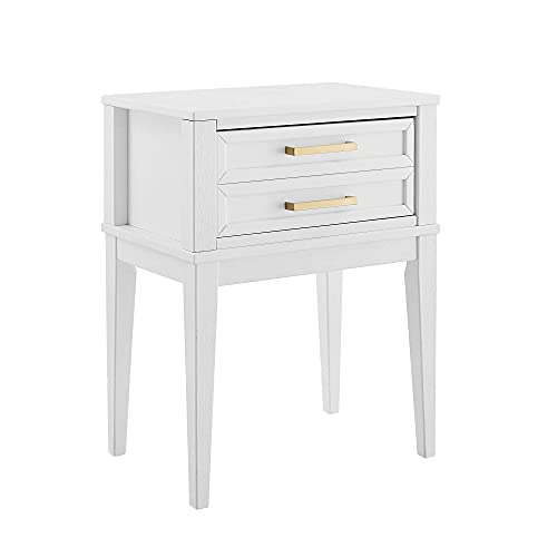 MUSEHOMEINC White Nightstands Solid Wood Mid-Century Bed Side Table, Stylish Accent End Table with Tall Leg for Living Room Home Office, Tall Night Stand for Bedroom