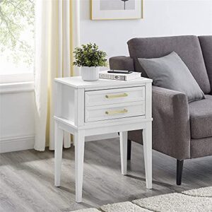 MUSEHOMEINC White Nightstands Solid Wood Mid-Century Bed Side Table, Stylish Accent End Table with Tall Leg for Living Room Home Office, Tall Night Stand for Bedroom