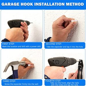 2 Pack Garage Hooks Heavy Duty Storage Utility Hooks for Garage Wall Mount Steel Heavy Duty Bike Tool for Organizing Power Tools,Ladder,Bulk Items (Round)