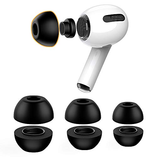 Lanwow Premium Memory Foam Tips for AirPods Pro & AirPods Pro 2. No Silicone Eartips Pain. Anti-Slip Eartips. Fit in The Charging Case, 3 Pairs (S/M/L, Black)