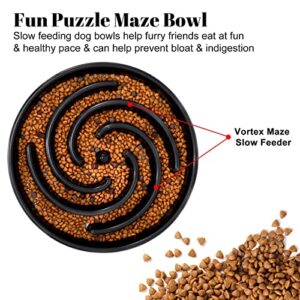 Slow Feeder Large Dog Bowls for Large Medium Dog Non Slip Maze Puzzle Bowl Pet Slower Food Feeding Dishes Interactive Bloat Stop Dog Bowl Preventing Choking Healthy Dog Bowl, Black