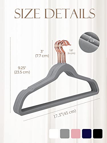 Jersow Velvet Hangers, 60 Pack Non Slip Felt Hangers Space Saving Clothes Hanger, Velvet Hanger Heavy Duty Adult Hanger for Coats and Suits (Grey)