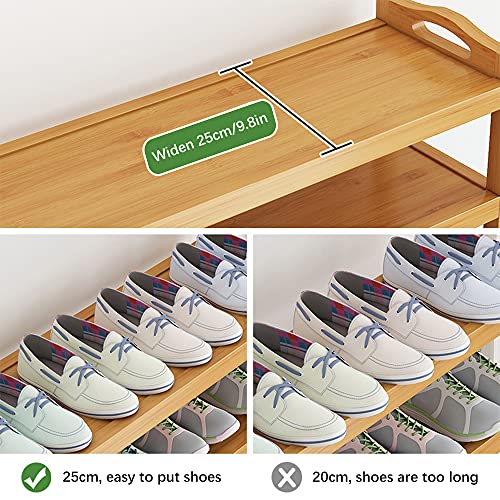 QUMENEY 7 Tier Bamboo Shoe Rack for Entryway,Tall Shoe Rack Storage Organizer, Free Standing Sturdy Shoe Shelf for Bedroom Doorway Living Room Balcony Closet Free Standing, 35.4 x 9.8 x 45.3 inch