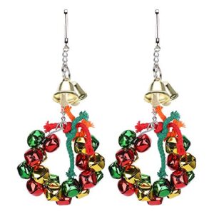 2 pcs parrot garland toy with bells hanging christmas birdcage decoration budgie cages accessories