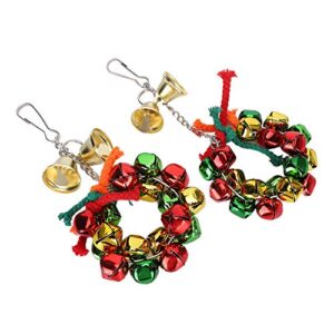 2 PCS Parrot Garland Toy with Bells Hanging Christmas Birdcage Decoration Budgie Cages Accessories