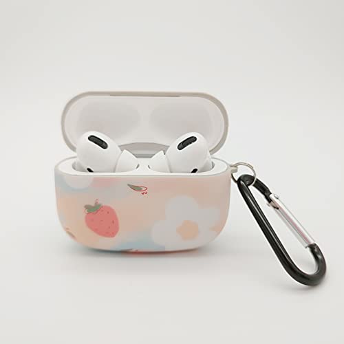 Zoelux Airpods pro case Cover with Keychain,Soft cat Ears airpods pro case Cute for girl Women Full Protective case Cover(Pinkflower)