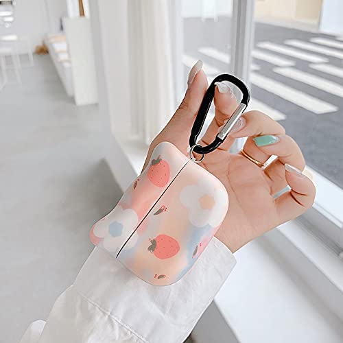 Zoelux Airpods pro case Cover with Keychain,Soft cat Ears airpods pro case Cute for girl Women Full Protective case Cover(Pinkflower)