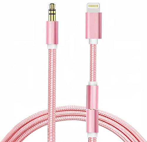 Wahbite 3 in 1 Nylon Braided Aux Cord Adapter Combined Sets for iPhone 12 11 Xs Max XR X 8 7 6 5 to Car/Home Stereo/Speaker/Headphone, Lightning to 3.5mm Audio Jack Adapter + 3.5mm Auxiliary Cable