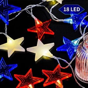 dazzle bright independence day string star lights, 9.5 feet the fourth of july 18 led american stars battery powered red white blue memorial day patriotic decoration for indoor and outdoor (1)