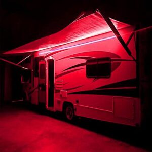 seagenck rv led awning party light, led awning strip light for camper motorhome travel trailer concession stands food trucks, light up canopy area for bbq play cards, 5m(16.4ft), dc 12v, red