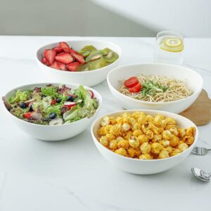 Hasense Porcelain Serving Bowls, Large Serving Dishes for Holiday,36 Ounce White Salad Bowls, Side Dishes Pasta Popcorn Microwave & Dishwasher Safe Dinner Parties, Set of 4