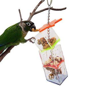 jeanoko multilayer stability bird parrot forage box durability hanging treat foraging toy transparent acrylic food holder