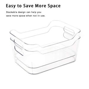 Set of 6 Refrigerator Organizer Bins, Pantry Organization and Storage, Clear Plastic Stackable Food Storage Bins with Handles, for Refrigerator, Freezer, Cabinet, Kitchen, BPA Free