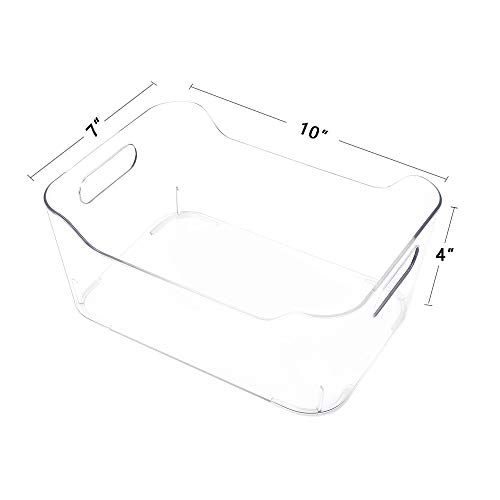 Set of 6 Refrigerator Organizer Bins, Pantry Organization and Storage, Clear Plastic Stackable Food Storage Bins with Handles, for Refrigerator, Freezer, Cabinet, Kitchen, BPA Free