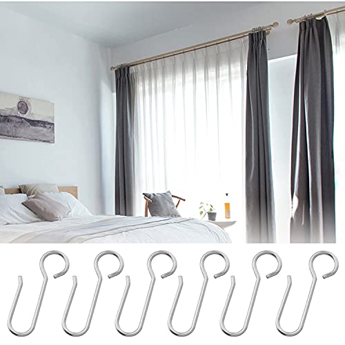 AXLIZER 80PCS S-Shaped Metal Curtain Track Hooks, Curtain Wire Hooks, Pin-On Drapery Hooks, Ceiling Curtain Hooks