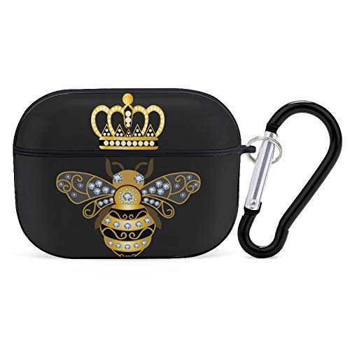 Queen Bee with Crown Airpods Case Cover for Apple AirPods Pro Cute Airpod Case for Boys Girls Silicone Protective Skin Airpods Accessories with Keychain