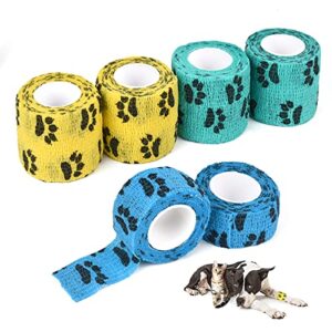 xiweeui self adhesive bandage wrap, 6 pcs vet wrap cohesive bandages for dogs horses pet animals for wrist healing ankle sprain and swelling