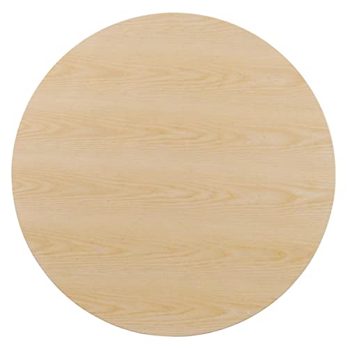 Modway Lippa Round Wood Grain 47" Dining Table, Black Natural