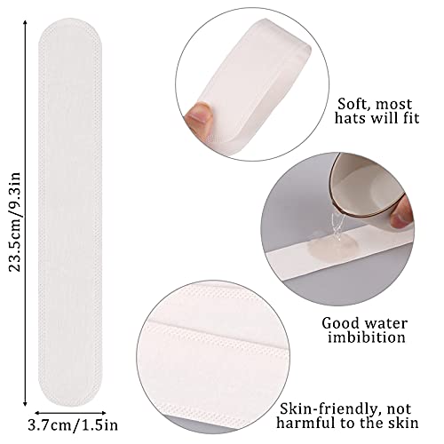 Wusteg 60 Pieces Disposable Collar Protector Sweat Pads Self-Adhesive Hat Sweat Pads Neck Collar Liner Pads for Hats Shirts Golf Caps Collar Protector Sweat Pads for Hats Shirts Golf Caps White