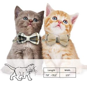 KUDES 2 Pack Cat Collars Set, Cat Collar Breakaway with Cute Bow Tie and Bell, Adjustable from 7.5-10.8 Inch, Soft and Comfortable for Kitten and Some Puppies (Beige + Brown)