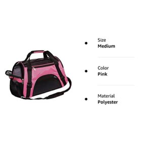 MuchL Cat Carrier Soft-Sided Pet Travel Carrier for Medium Cats Small Cats Dog Carriers for Small Dogs Puppy Comfort Portable Foldable Dog Cat Pet Carrier Airline Approved (Medium,Pink)