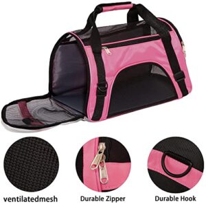 MuchL Cat Carrier Soft-Sided Pet Travel Carrier for Medium Cats Small Cats Dog Carriers for Small Dogs Puppy Comfort Portable Foldable Dog Cat Pet Carrier Airline Approved (Medium,Pink)