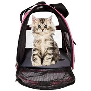 MuchL Cat Carrier Soft-Sided Pet Travel Carrier for Medium Cats Small Cats Dog Carriers for Small Dogs Puppy Comfort Portable Foldable Dog Cat Pet Carrier Airline Approved (Medium,Pink)