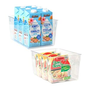 soko design 2-pack clear plastic storage bins, storage container for pantry | clear storage containers, stackable storage bins | plastic storage bins for pantry, fridge container