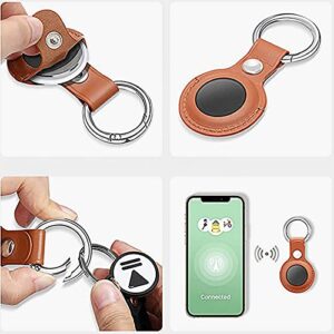 PU Leather Holder Compatible with AirTag Air Tag Case Cover Keychain Accessory Pet Dog Collar Compatible for Apple Finder Location Tracker Black & Brown