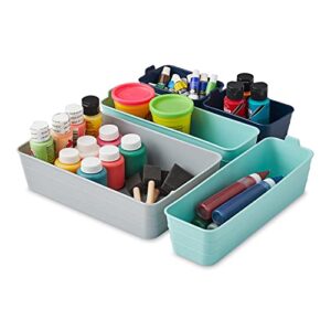 Starplast Industries Mainstays Set of 5 Flexible Drawer Storage Organizers, Grey, Blue, Teal