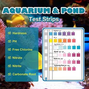 VANSFUL 6 in 1 Aquarium Test Strips, 100 Strips Fish Tank Test Kit for Testing Freshwater Saltwater Pond,Accurate Nitrate Nitrite Chlorine Carbonate Hardness (GH & KH) and pH