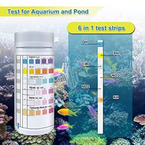 VANSFUL 6 in 1 Aquarium Test Strips, 100 Strips Fish Tank Test Kit for Testing Freshwater Saltwater Pond,Accurate Nitrate Nitrite Chlorine Carbonate Hardness (GH & KH) and pH