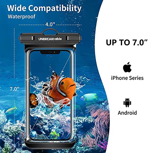 UNBREAKcable Waterproof Phone Pouch Case- 2 Packs[IPX8 Waterproof] [Sensitive Touch] [Up to 7"] Phone Holder Dry Bag Underwater Phone Case for iPhone 14 13 12 Pro Max Plus Mini, Samsung(Black+Black)