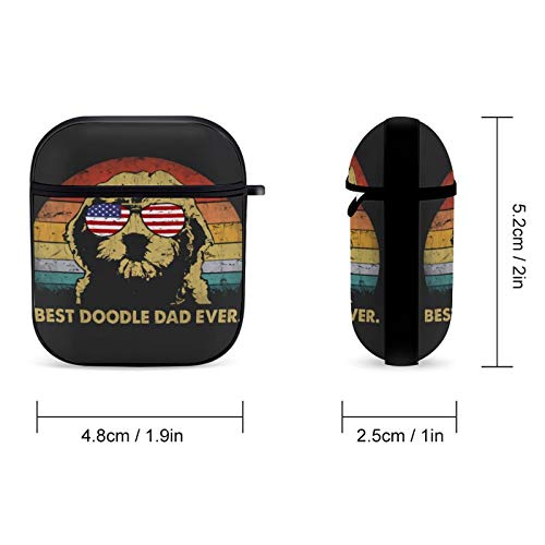 Best Doodle Dad Ever USA Flag Retro Goldendoodle Airpods Case Cover for Apple AirPods 2&1 Cute Airpod Case for Boys Girls Silicone Protective Skin Airpods Accessories with Keychain