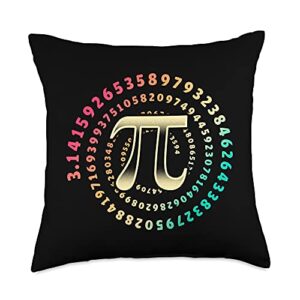 funny mathematician and maths nerds 3.14 day symbol math irrational number pi throw pillow, 18x18, multicolor