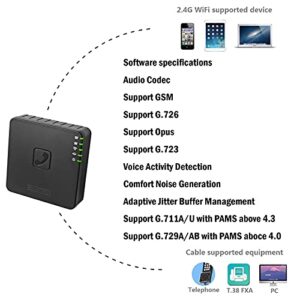 2-Port VoIP SIP Phone Adapter - GT202 Wireless Router, Supports WiFi Asterisk ATA VOS FXS Fax. Suitable for Home or Business (Black)