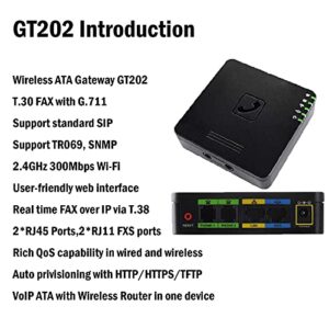 2-Port VoIP SIP Phone Adapter - GT202 Wireless Router, Supports WiFi Asterisk ATA VOS FXS Fax. Suitable for Home or Business (Black)