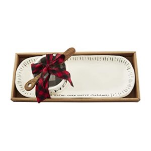 mud pie, white, cozy christmas appetizer set, tray 4 1/2" x 12"