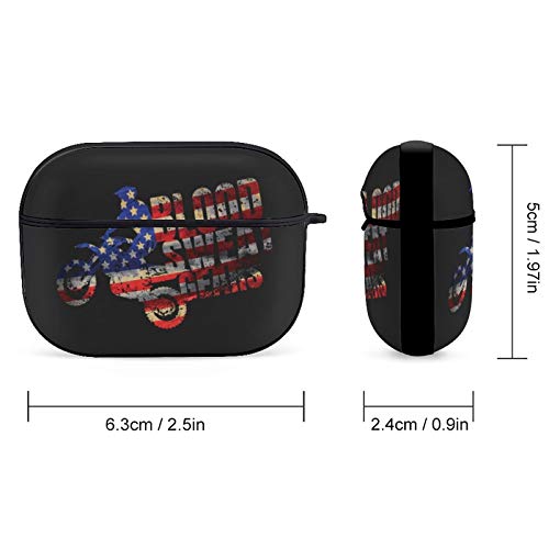 Dirt Bike Motocross Riders USA Flag Airpods Case Cover for Apple AirPods Pro Cute Airpod Case for Boys Girls Silicone Protective Skin Airpods Accessories with Keychain