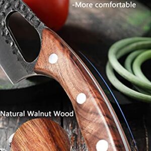 Kitory Meat Cleaver 6 inch,Viking Knife Forged Boning Knife Butcher Fishing Filet & Bait Knife, Full Tang Hammered HC Stainless Blade Walnut Wood Handle Kitchen Knife for Home, BBQ, Camping, Deboning