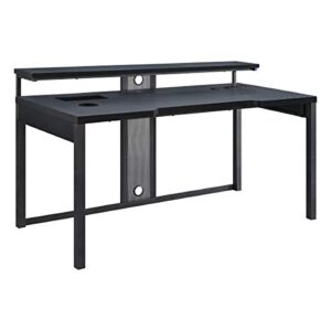 osp home furnishings furniture adaptor 63 inch gaming desk with rgb led lights and smart power hub, matte black.