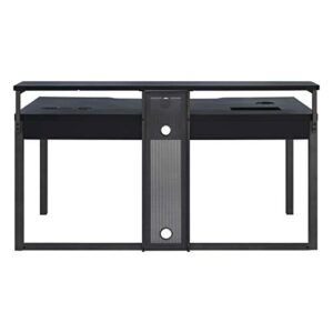 OSP HOME FURNISHINGS Furniture Adaptor 63 Inch Gaming Desk with RGB LED Lights and Smart Power Hub, Matte Black.