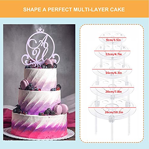 QCYOHO 41Pcs Plastic Cake Dowel Rods Set, 20 Pcs White Cake Support Rods, 5 Pcs Cake Separator Plates for 4, 6, 8, 10, 12 Inch Cakes, 15 Pcs Clear Cake Stacking Dowels for Tiered Cakes