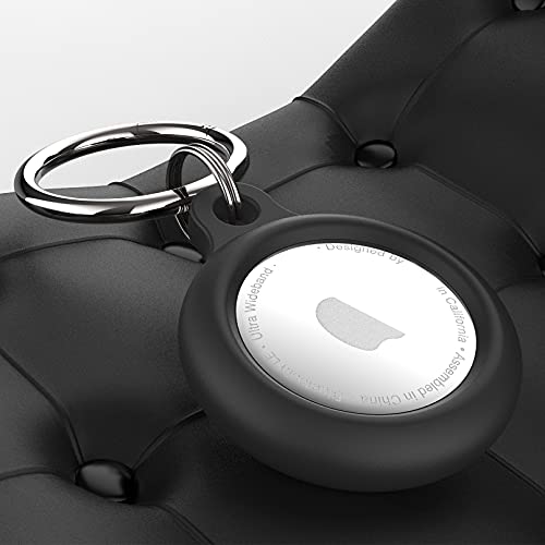 [2PCS] Air Tag Keychain, ICARERSPACE Apple AirTag Holder with Airtag Key Ring Designed for Apple AirTag Case - Black